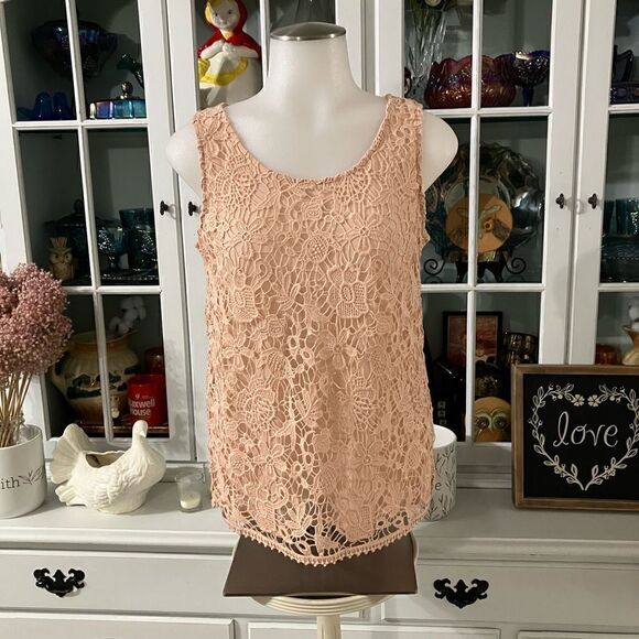 Chico’s Lace Floral Sleeveless Top Size XS Peach - Picture 1 of 9
